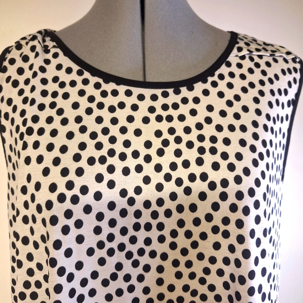 BCNL Design Poka-dotted  Black & Cream Sleeveless Top Size P/Sm